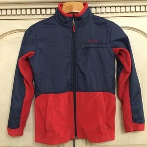 Columbia Boys Red And Black Fleece Jacket Size 14/16 EUC